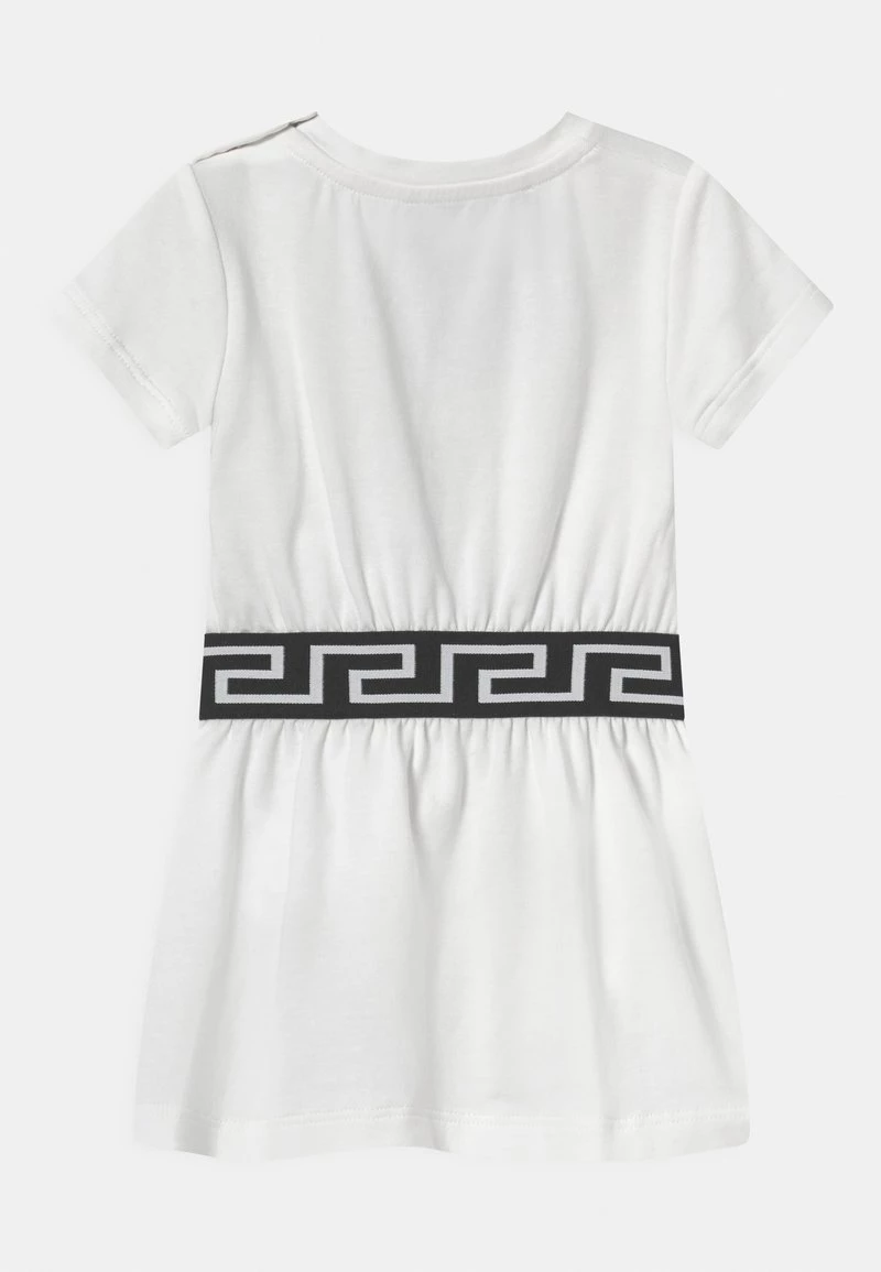 Versace LOGO Robe En Jersey Bianco/nero Enfant 2 Versace LOGO Robe En Jersey Bianco/nero Enfant – Image 2