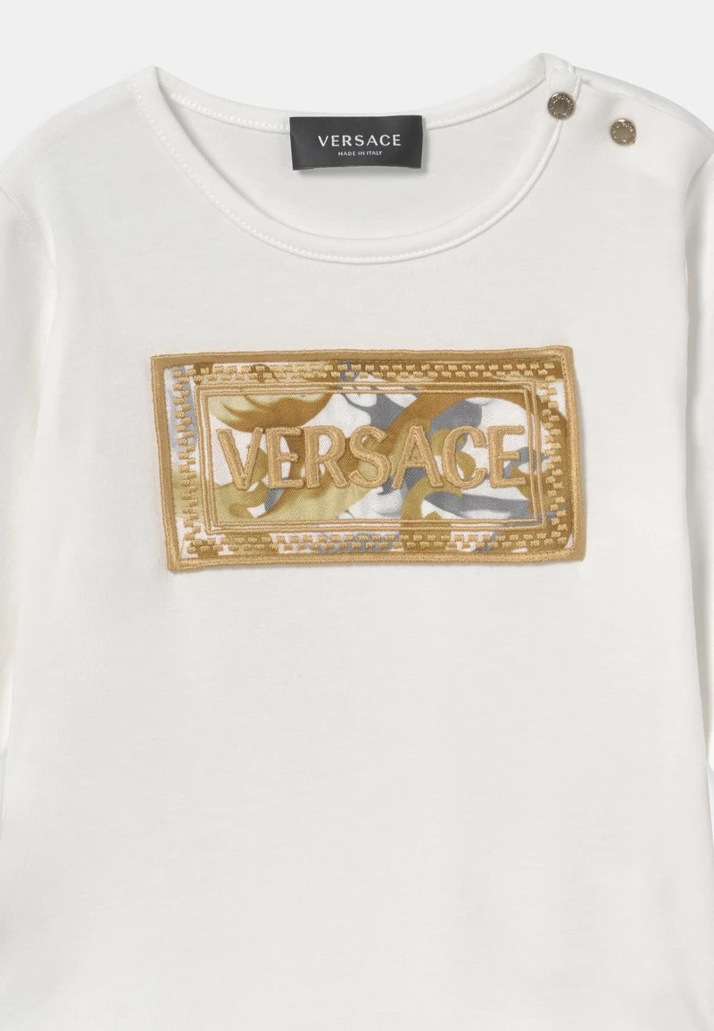 Versace SETA BAROCCO FLAGE RICAMO LOGO UNISEX Body Bianco/oro 3 Versace SETA BAROCCO FLAGE RICAMO LOGO UNISEX Body Bianco/oro – Image 3