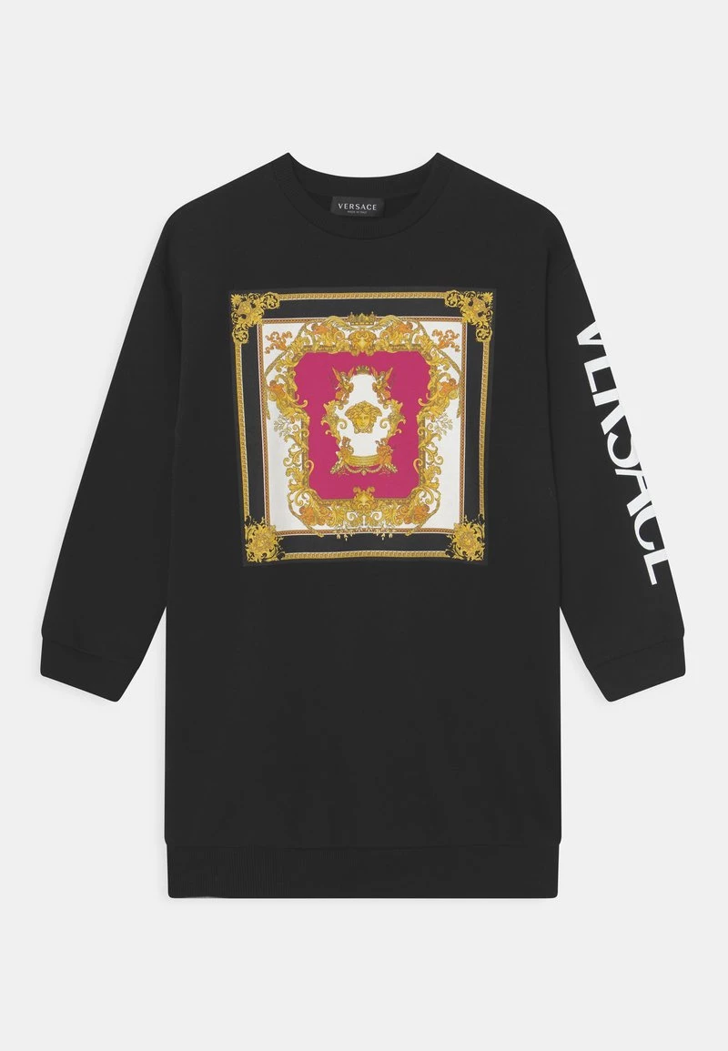 Versace Enfant DRESS MEDUSA RENAISSANCE LOGO Robe De Jour Nero/fucsia/oro/bianco 1 Versace Enfant DRESS MEDUSA RENAISSANCE LOGO Robe De Jour Nero/fucsia/oro/bianco