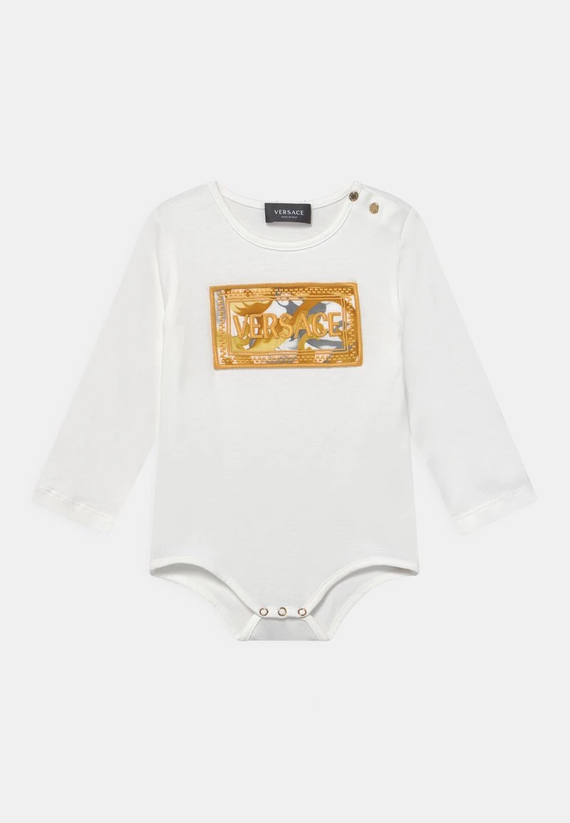 Versace SETA BAROCCO FLAGE RICAMO LOGO UNISEX Body Bianco/oro 1 Versace SETA BAROCCO FLAGE RICAMO LOGO UNISEX Body Bianco/oro