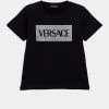 Versace Enfant LOGO T Shirt Imprimé Nero/silver