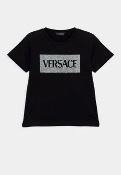 Versace Enfant LOGO T Shirt Imprimé Nero/silver