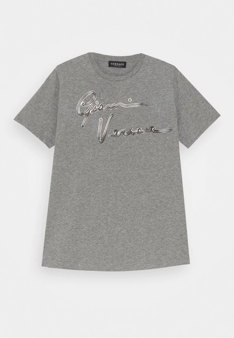 Versace Enfant SHORT SLEEVES PLAIN AIGNATURE T Shirt Imprimé Greymelange/gunmetal 1 Versace Enfant SHORT SLEEVES PLAIN AIGNATURE T Shirt Imprimé Greymelange/gunmetal