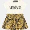 Versace Enfant DRESS POP BAROCCO KIDS LOGO Robe En Jersey Bianco/nero/oro