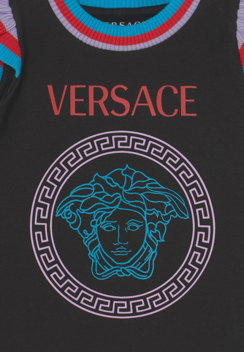 Versace Enfant Robe De Jour Nero/turchese/lilla/rosso 3 Versace Enfant Robe De Jour Nero/turchese/lilla/rosso – Image 3