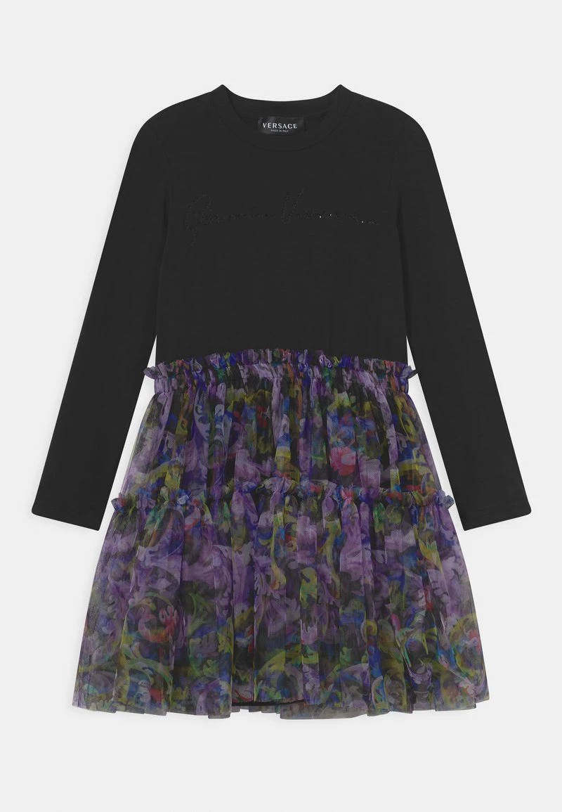 Versace DRESS STRASS BAROCCOFLAGE Robe En Jersey Nero/multicolor Enfant 1 Versace DRESS STRASS BAROCCOFLAGE Robe En Jersey Nero/multicolor Enfant