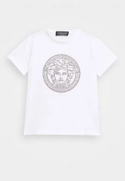 Versace SHORT SLEEVES UNITED MEDUSA UNISEX T Shirt Imprimé White/gun Metal
