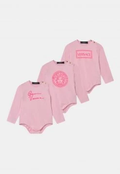 Versace PRINT SIGNATURE LOGO 3 PACK UNISEX Cadeau De Naissance Baby Rose/fuxia