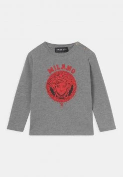 Versace MEDUSA T Shirt à Manches Longues Grigio Melange/rosso Enfant