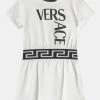 Versace LOGO Robe En Jersey Bianco/nero Enfant
