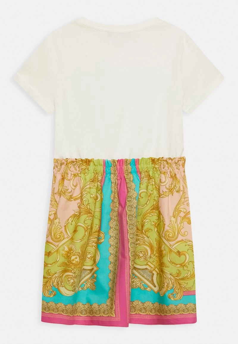 Versace DRESS LOGO POPELINE BAROCCO Robe En Jersey Bianco/nero/multicolor Enfant 2 Versace DRESS LOGO POPELINE BAROCCO Robe En Jersey Bianco/nero/multicolor Enfant – Image 2