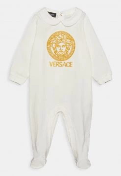 Versace BODYSUIT WITH FEET UNITO + RICAMO MEDUSA CON GRECA E SCRI Pyjama Bianco/oro Unisex