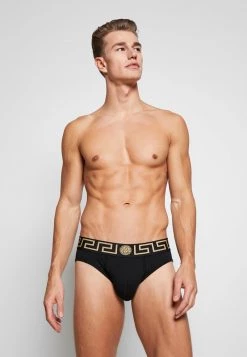 Versace SLIP BASSO INTIMO UOMO Slip Nero Greca Oro Homme