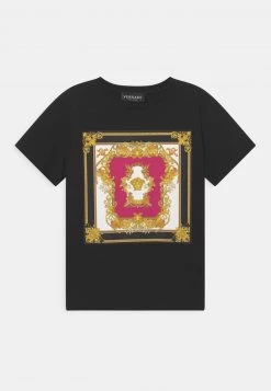 Versace MEDUSA RENAISSANCE LOGO T Shirt Imprimé Nero/fucsia/oro/bianco Enfant
