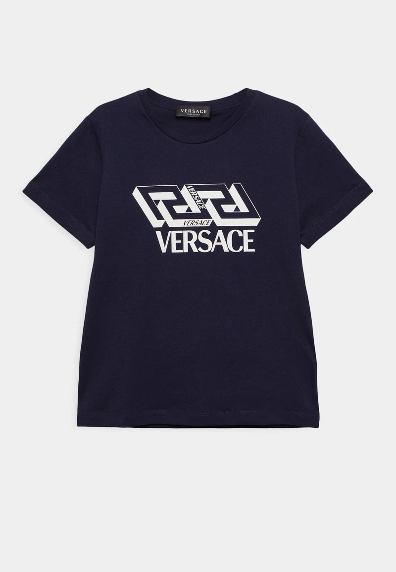 Versace LOGO UNISEX T Shirt Imprimé Navy/bianco 1 Versace LOGO UNISEX T Shirt Imprimé Navy/bianco